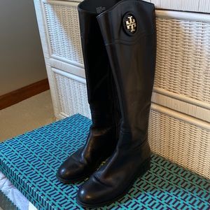 Tory Burch Black Leather Riding Boots size 6.5